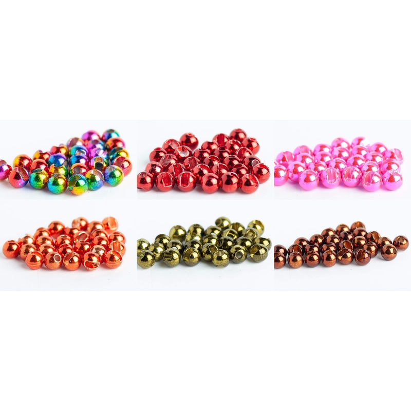 Metallic Slotted Tungsten Beads for Fly Tying- 100 Pack