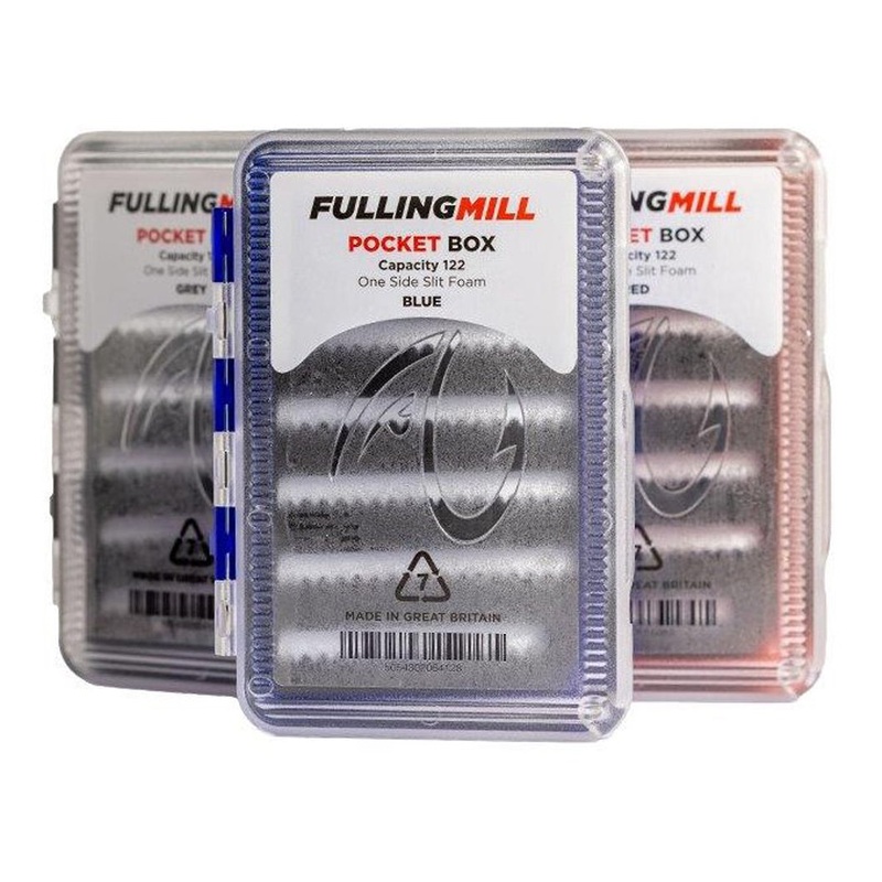Fulling Mill Pocket Fly Box|Red 20x84x119mm.|Grey 20x84x119mm.|Blue 20x84x119mm.|red grey blue