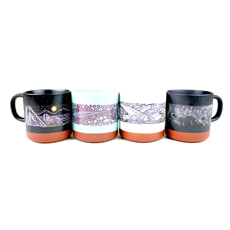 Casey Underwood Drinkware|Feeding Frenzy Mug|Midnight Risers Mug|Clear Creek Mug|The Flats Mug|Horn & Antler Mug