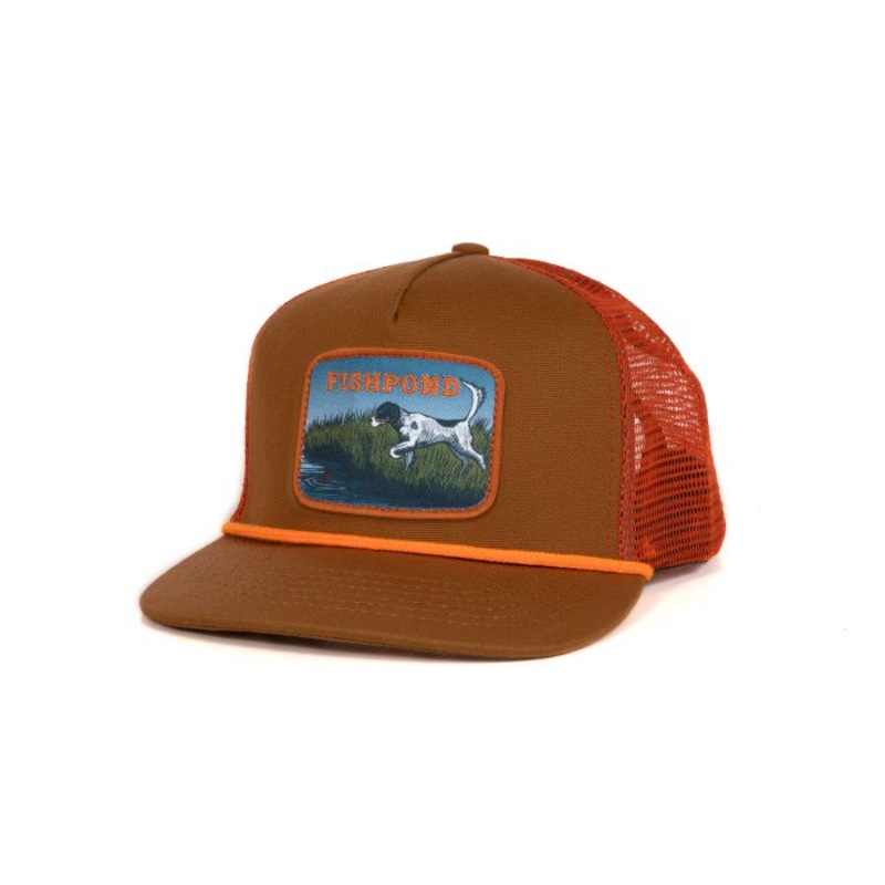 Fishpond On Point Trucker Hat|Peat Moss|Sandbar/Orange