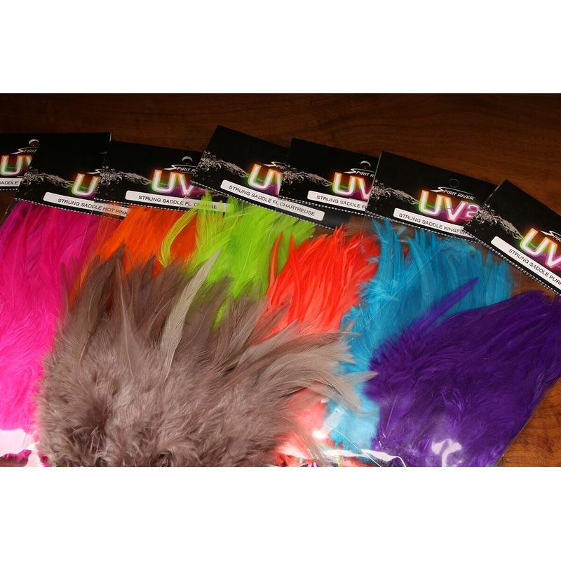Spirit River UV2 Strung Saddle Hackle Pink Purple