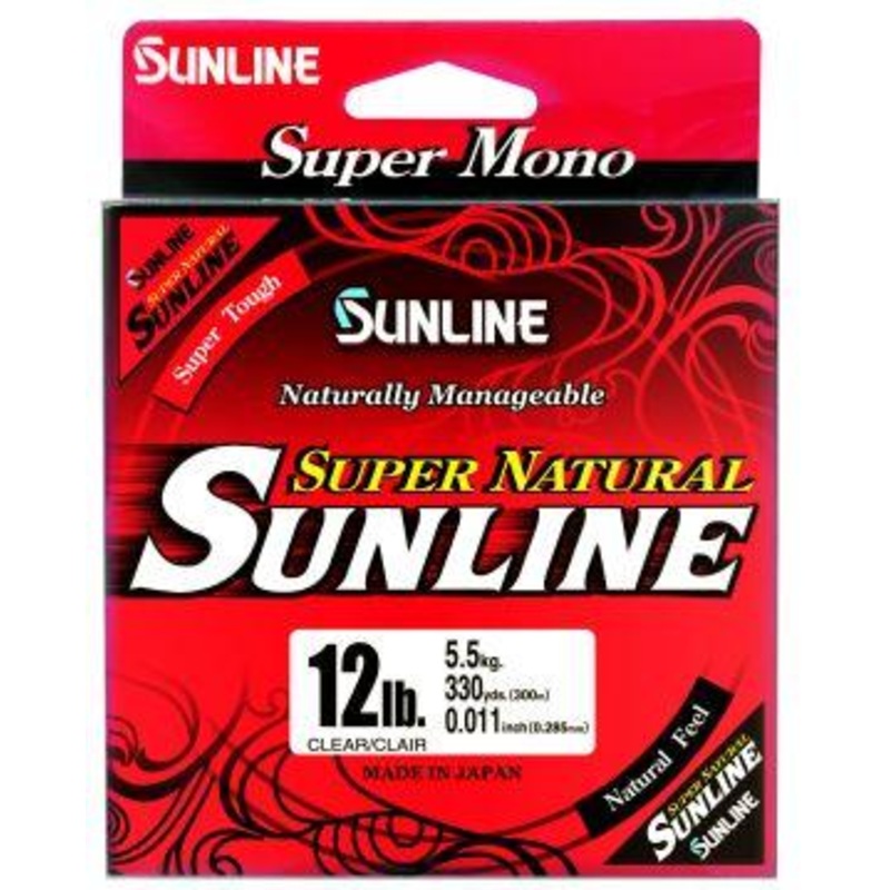 Sunline Super Natural|4 lb|6 lb|8 lb|10 lb|12 lb|14 lb|16 lb|20 lb|Clear Chartreuse|Clear|Green|330 yds|330