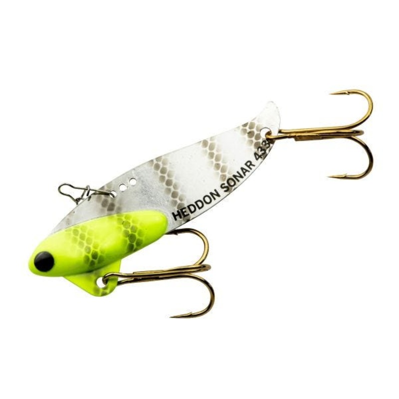 Heddon Sonars|Chartreuse Black Stripe|Chrome|Flash Chartreuse|Flash Gold|Flash Silver|Fluorescent Green Crawdad|Golden Shiner|Lemon Lime Shad|Lime Purple Shad|Perch|Pink Lady|Purple Blue Shad|1/4 oz.|1/2 oz.