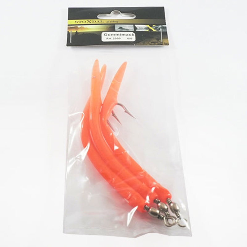 Gummi-Makk 6/0 3 st|Fluo-Rd|Lys (Fosfor)