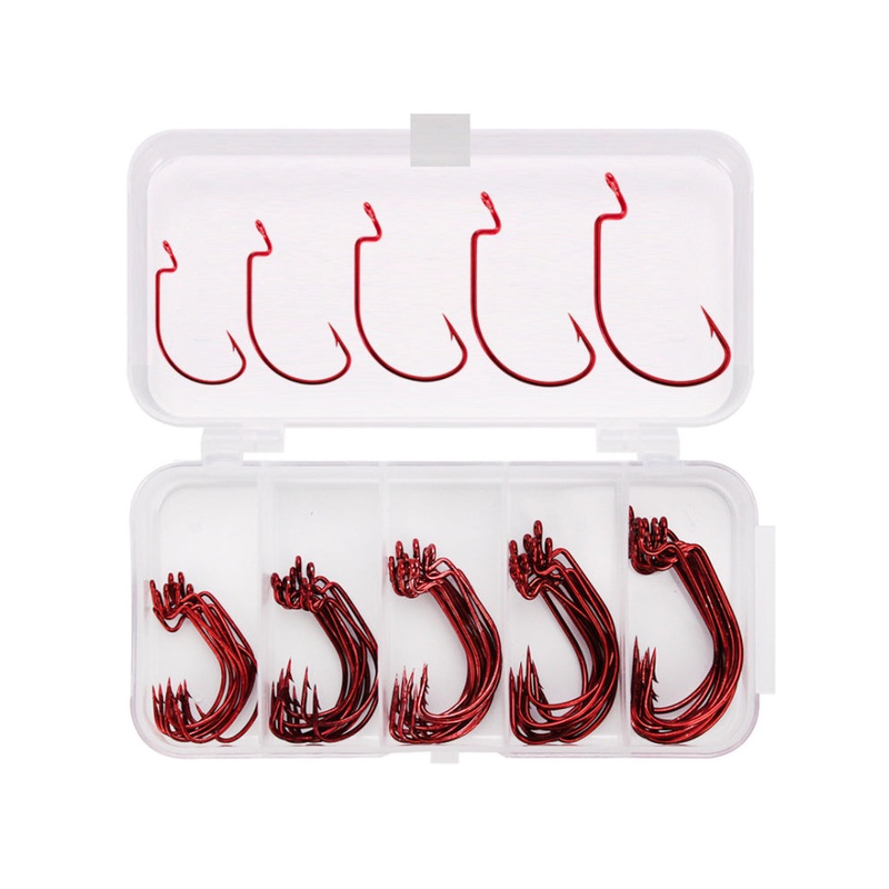 ProSeries High-Carbon Offset Hooks (Red) – Set of 50