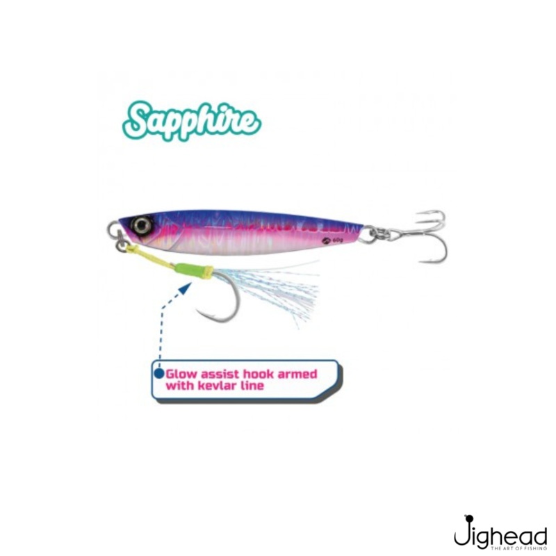 Mazuzee Sapphire Jig Lure With Assist Hook and Treble Hook |  20g