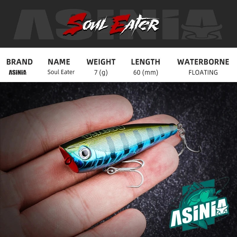 ASINIA Popper | 6cm | 6.5g|Black|Gold|Pink|Yellow|Blue