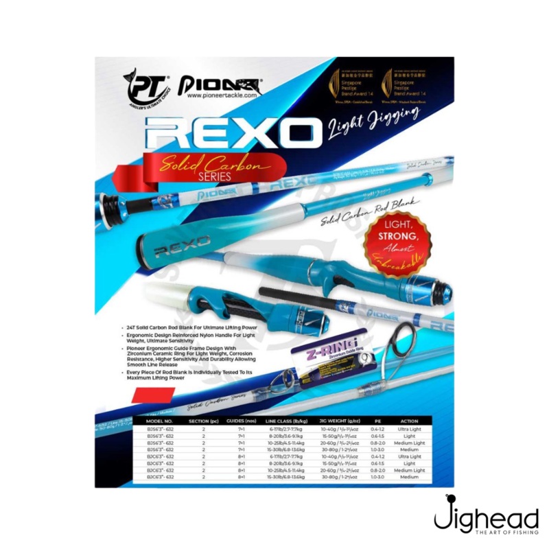 Pioneer Rexo Light Jigging BJS632ML Spinning Rod