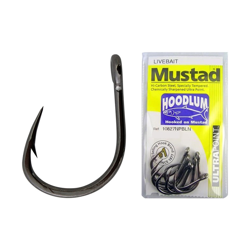 Mustad 10827NPBLN Hoodlum Live Bait 4x Strong Fishing Hooks