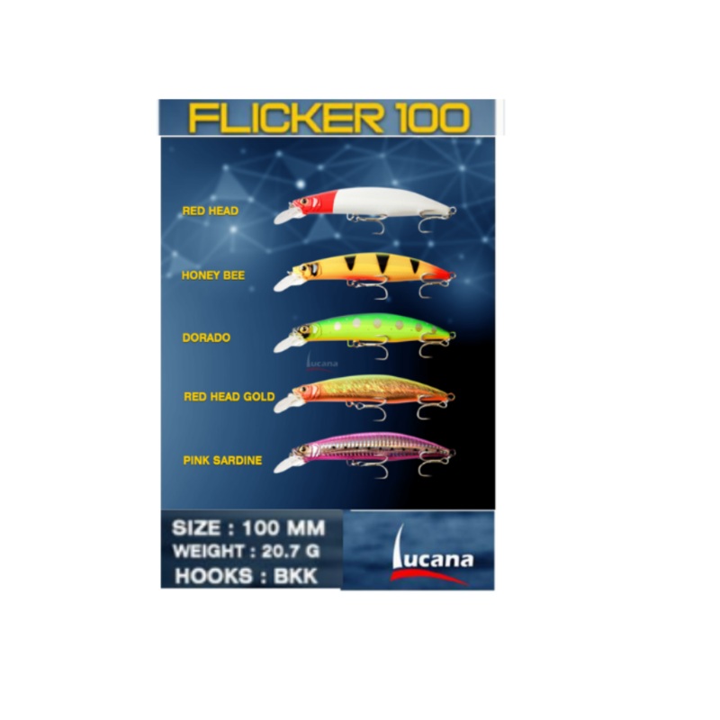 Lucana Flicker 100mm-120mm|10cm|12cm|Red Head milk|Honey Bee|Pink Sardine|Red Head Gold|Dorado