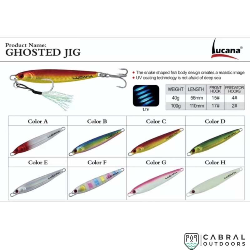 Lucana Ghosted Jig | 40-100g|40g|100g|Red Head(A)|Blue Pink(B)|Red Gold(C)|Green Gold(D)|Silver(E)|Mix Glow(F)|Pink Glow(G)|Luminous(H)