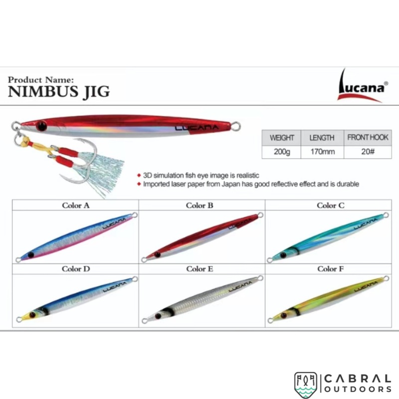 Lucana Nimbus Jig | 200g|Blue Pink (A)|Red Head (B)|Blue 1 (C)|Blue (D)|Black (E)|Gold (F)