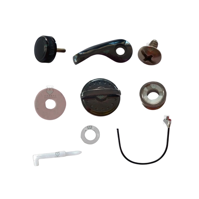 Rapala SType 40 Spare Parts|Handle Cap (No.56)|Line Roller Washer (No.23)|Bail Arm Lever (No.27)|Line Roller Bushing (No.25)|Line Roller (No.24)|Bail Arm Screw (No.18)|Front Drag Set (No.1)|Bail Set (No.26)|Bail Arm (No.22)