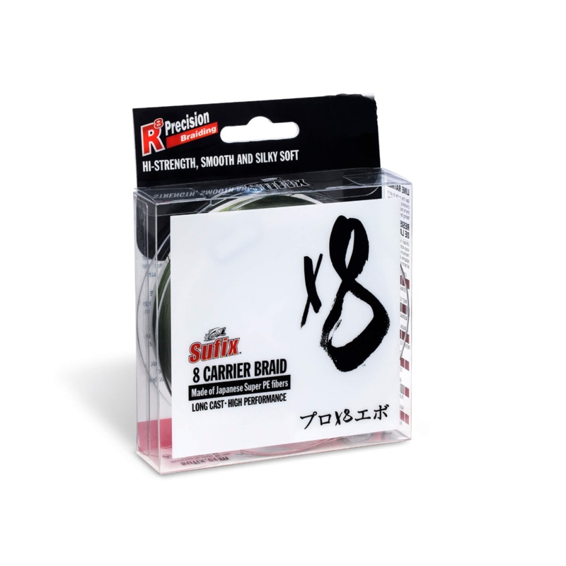 Sufix X8 Carrier Braid 300M|0.285mm|22.5kg|0.330m|26.5kg|0.235|20kg|Sleath Green|Hot Yellow