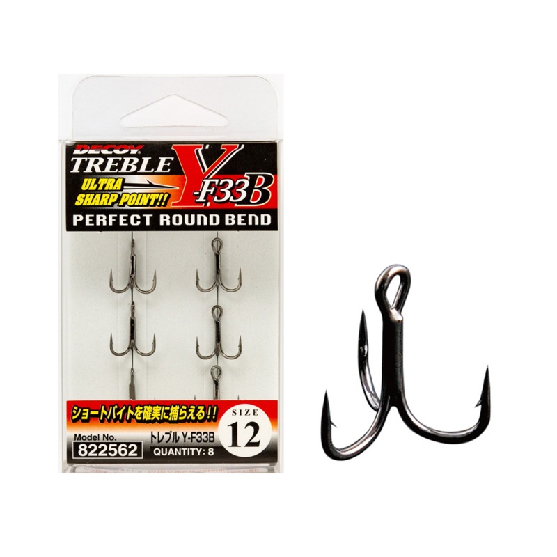 DECOY Y-F33B Black Treble Hooks