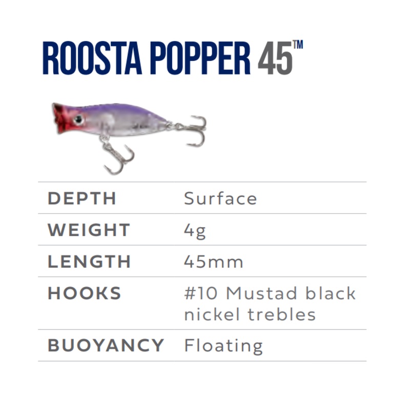 HALCO ROOSTA POPPER 45|H82 Midnight Blue|R34 Purple Haze|R48 Gin Clear|R35 Caviar|R40 Coppa