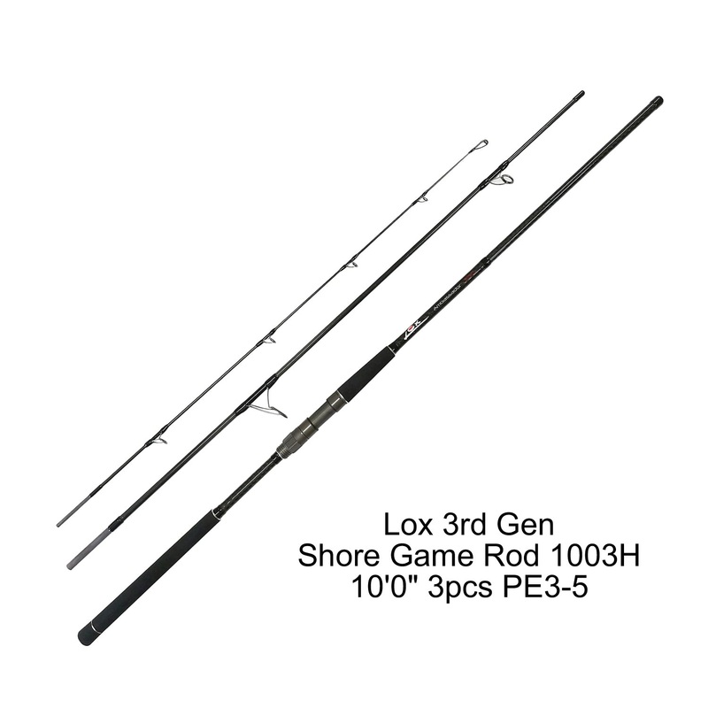 Lox Iridium Gen III Surf Rod|Shoregame 1003H 10’0″ 3pc PE3-5|Surf 12210 12’0″ 2pc 6-10kg|Surf 130315 13’0″ 3pc 7-15kg|Atomic77 1503H 15’0″ 3pc 22kg