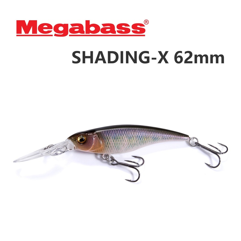 Megabass Shading-X 62mm Lure|Glass Shrimp|Hiuo|Platinum Reaction|Avocado Shrimp|See Through Ayu|Racing Black